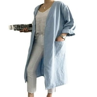 Дълго ръкав кимоно кардигани палто за жени плюс размер зима есен ежедневни тънки тънки памучни памучни бельо изходни дрехи върхове за дами за дами