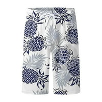 Шорти на Caveitl за мъже, мъже Хавайски джобни еластични талии за печат на плаж шорти спортни ежедневни панталони лилаво