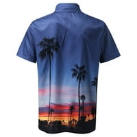 Мъжки Плаж печат хавайски ризи лято ежедневни Вечерен къс ръкав Бутон надолу тениска тропически празник Блуза