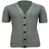 Авамо мъжки мускулна тениска бутон за основни върхове за ревери плетени ризи мъже разтягане блуза лято тийв сив 3xl