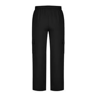 Virmaxy Cargo Pants за мъже Дръжка еластична с джобове суитчъри на открито направо фитнес дълги панталони черни m