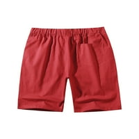 Haite Mens Summer Short Pants High Toist Bottoms Solid Color Beach Shorts Holiday Beachwear Ваканция Еластична база панталони за мини панталони виното червено l