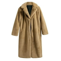 Symoid Womens Fau Fur Coats & Jackets- Зимни топли палта фау палто топло козина Fau яке с дълъг ръкав urwear khaki s