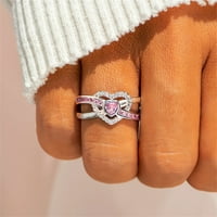 Бижута пръстени Любовни сърдечни усукани ленти за пръстени за жени Платина, покрита над стерлинги Сребърна сватбена лента за женско обещание Пръстени за нейните с