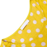 Жените реколта Бохе вълна точка печат рокля Дълги ръкави О-врата Макси рокля Жълт ХХХЛ