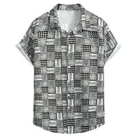 Сджма мъжки ризи Реколта раирани лек Плетиво риза мъже случайни бутони Плаж печат Вечерен къс ръкав риза блуза