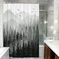 Черно и бяло мъгливо гора душ завеса комплект сив сив Омбре водоустойчив плат душ завеси природа дърво планински гори декоративни баня баня завеса декор