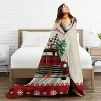 Коледно одеяло за хвърляне на фланели, коледно червено камион с одеяло за зимно хвърляне на дърво, меко уютно луксозно фланелно одеяла 50 x60