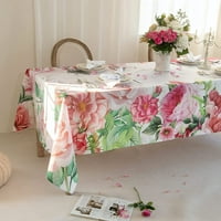 Розови рози правоъгълна покривка, водоустойчива лятна флорална покривка Розетка кърпа за маса, червена роза правоъгълна маса Дé или миеща се тъкан за парти, пикник, къмпинг, кухня, трапезария