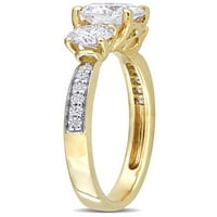 1-Каратов Т. Г. в. Моасаните 10к жълт златен 3-каменен годежен пръстен