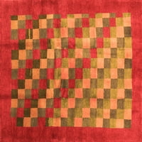 Ahgly Company Indoor Square Checkered Orange Modern Area Rugs, 7 'квадрат