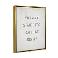 Ступел индустрии витамин С кофеин кухня графично изкуство металик злато плаваща рамка платно печат стена изкуство, дизайн от Дафне Полсели