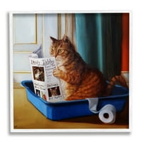 Ступел индустрии отпадъци Бо четене смешно котка домашен любимец Живопис, 24, дизайн от Лучия Хефернан