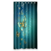 Луксозни златни пеперуди сини текстурни водоустойчиви полиестерни завеса за душ и куки за домашен декор