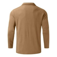 В продажба мъжки пуловерни ризи с дълъг ръкав солиден пуловерен пуловер с цип висок еластичен блуза, каки