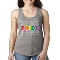 Rainbow LGBTQ Gay Pride Повтаряща се LGBT PRIDE Дами състезателен резервоар, горещ розов, малък