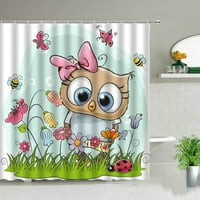 Карикатура за животни душ душ завеса сова жираф слон динозавър кит хипопот деца баня екран за вана декор кърпа завеси