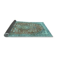 Ahgly Company Indoor Round Medallion Светло сини традиционни килими, 3 'кръг