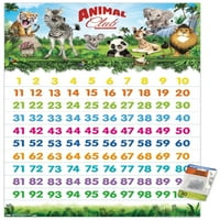 Клуб на животни - номера на стенен плакат с дървена магнитна рамка, 22.375 34