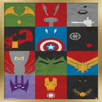 Marvel Comics - Avengers - Минималистичен плакат за стена на мрежата с дървена магнитна рамка, 22.375 34