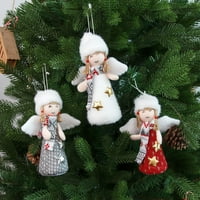 Ангелски орнаменти Коледна ангелска кукла висящи декорации Коледно дърво плюшени декорации Сладки ангелски кукла висулка Коледни плюшени орнаменти за Коледа висящи стъклени топки Декоративна Коледа