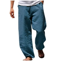 Спално облекло за мъже Естествени панталони за мъже съвременни удобни качествени меки ленени джобни цветове чисти панталони