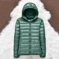 Зима за жени топла водоустойчива леко яке с качулка ветроустойчиво зимно палто с рециклирана изолация зима тънка къса качулка топло бяло палто зимно яке размер мента зелено l