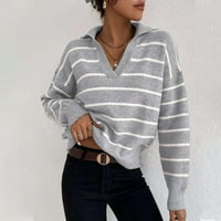Дамски пуловер с качулка пуловер мода за жени ежедневни дълги ръкави печат стойка за мика решетка Мърче плетец свободен отгоре
