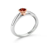 Gem Stone King Silver и 10K Rose Gold Red Garnet Поситен пръстен за годежен пръстен за жени