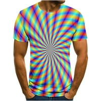 Мъжки 3D дигитални ризи за печат контраст илюзия Графична къса ръкав Крюнек пуловер риза разнообразие лъч Лятна парти тениски син XL