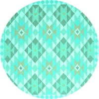 Ahgly Company на закрито кръг югозападен тюркоазено синьо селскостопански килими, 3 'кръг