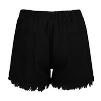 Durtebeua Jean Shorts за жени плюс размер суров подгъв бедстващи дънкови шорти за лято черно L
