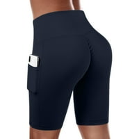 Aayomet Women Stripe 4.5 Безпроблемни шорти за тренировка с джобове вдигане