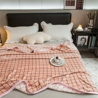 Преместете се през розово карирано одеяло дебело фланелно руно хвърляне на одеяло, модел розово момичета легло за легло за диван диван спалня